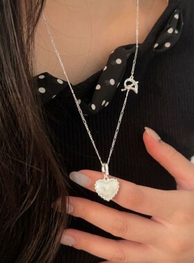 韩国韩版持恒S925纯银爱心项链女小众轻奢设计感冷淡风长款毛衣链