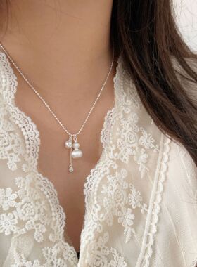 持恒S925纯银喷砂小葫芦项链女小众轻奢时尚冷淡风福禄锁骨链百搭