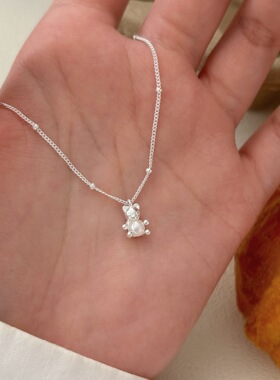 持恒S925纯银小熊项链ins可爱卡通小巧锁骨链劲链女韩版轻奢百搭