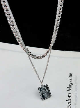 双层个性嘻哈短款项链毛衣链