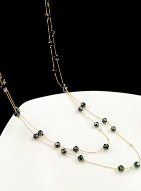 水晶多层女长款项链毛衣链