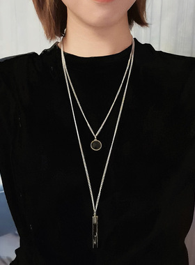 钛钢双层装饰项链女潮小众设计感