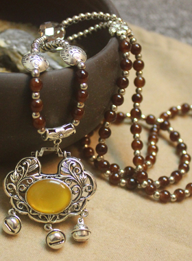 平安锁复古项链配饰女民族风长款