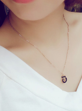 不掉色项链女钛钢韩国日韩玫瑰金