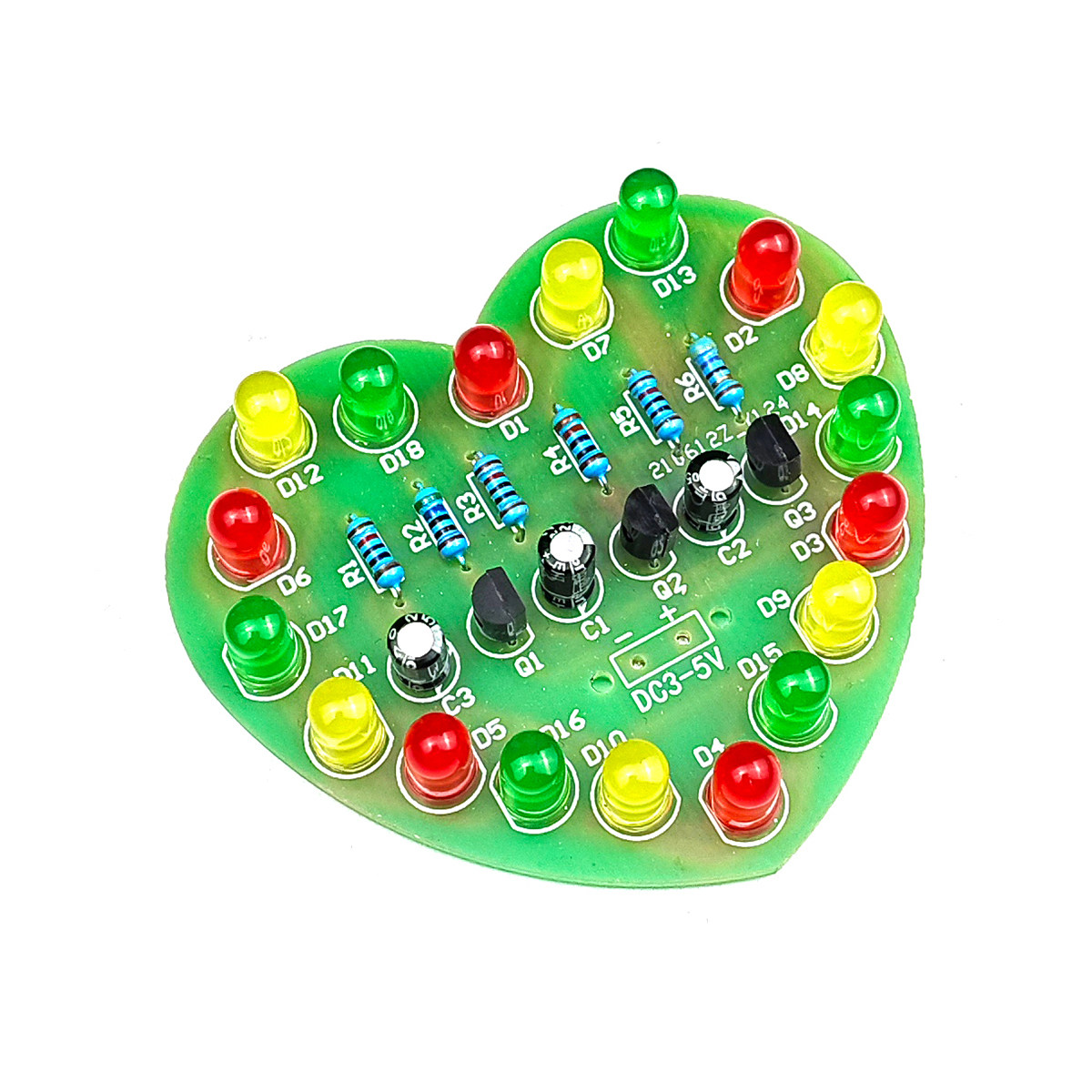 (散件)桃心循环闪烁灯套件 心形LED爱心板 电子焊接学习实训制作,淘宝优惠券,粉丝福利购,淘宝优惠卷