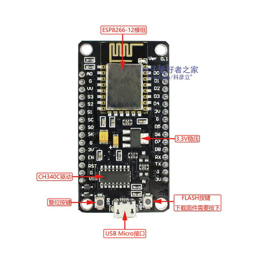 ESP8266-V3模块 WIFI网络控制器 Nodemcu Arduino物联网开发板 - 图0