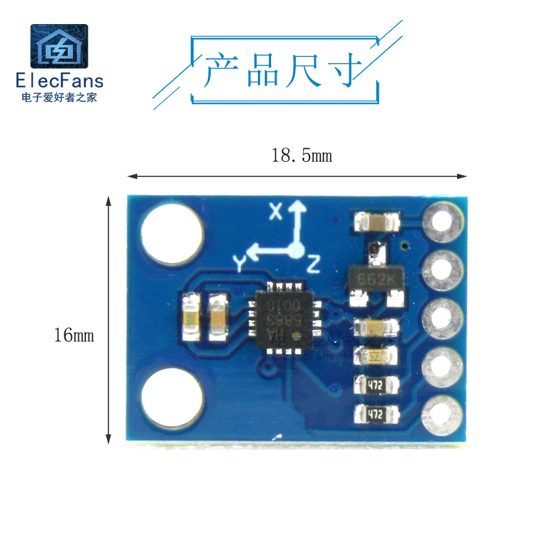 QMC5883L(丝印HA5883)三轴磁场传感器模块电子指南针罗盘板GY-273-图2