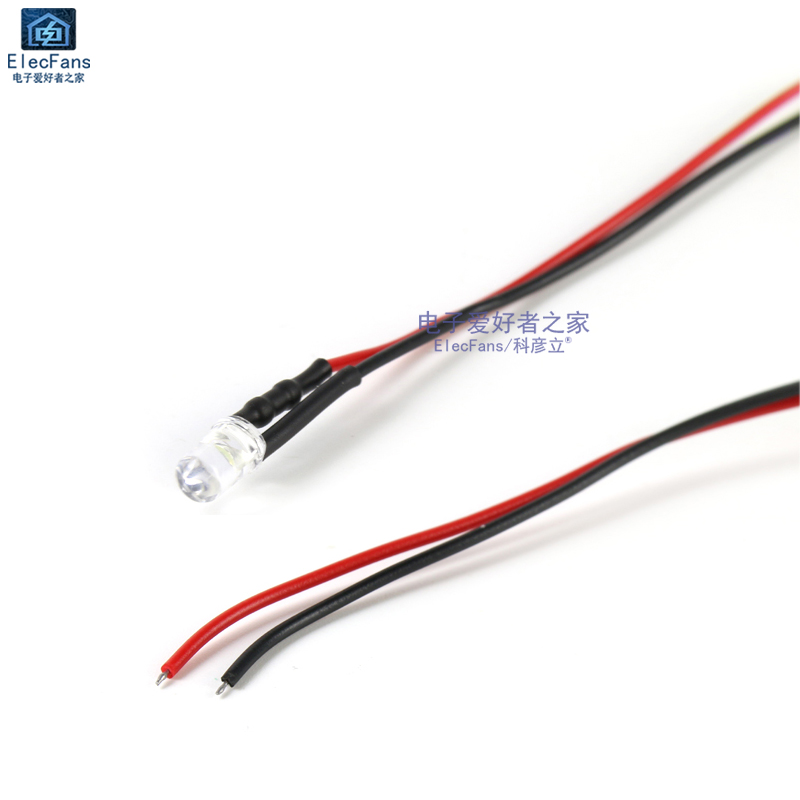 3mm/5mm发光二极管带线5V/12V车船模型玩具车指示灯小灯泡LED灯珠-图2