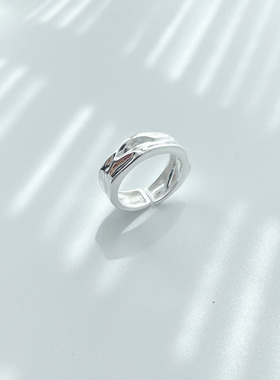 ZHAZHA韩国新款时髦S925银高级可调节开口时尚个性气质指环戒指女