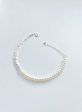 ZHAZHA韩国新款高级时髦天然珍珠高级碎银手链大女主甜美风饰品女