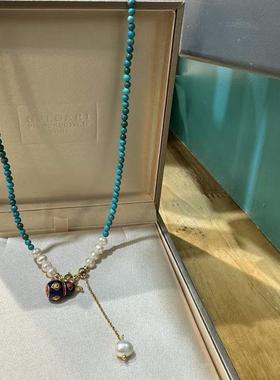 ZHAZHA韩国新款国潮新中式小众复古文艺绿串珠彩色葫芦项链锁骨链