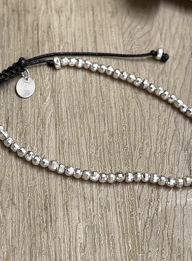 碎银手链纯银小众设计黑手绳