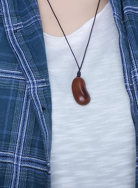 忠之路情侣黑檀木相思豆吊坠项链