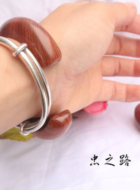 开口手镯忠之路黑檀木椭圆男女