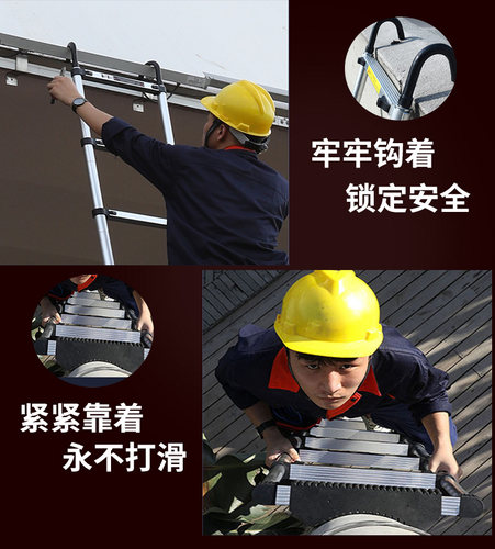 直梯升降单面伸缩梯子家用折叠加长加厚铝合金工程梯一字梯阁楼梯 - 图2
