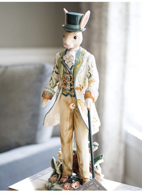 美国FF绅士兔子先生兔子女士陶瓷大摆件生日节日礼物轻奢客厅装饰