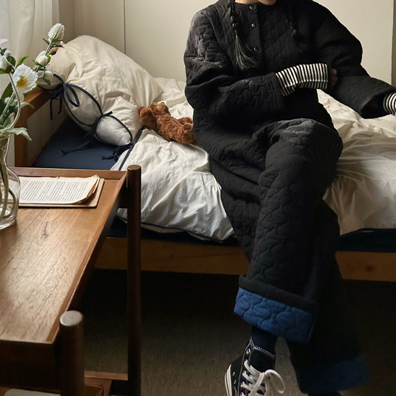 SYLP穗伊 可爱撞色女韩国秋冬波浪纹棉60绗缝夹棉长袖连体裤长裤,淘宝优惠券,粉丝福利购,淘宝优惠卷