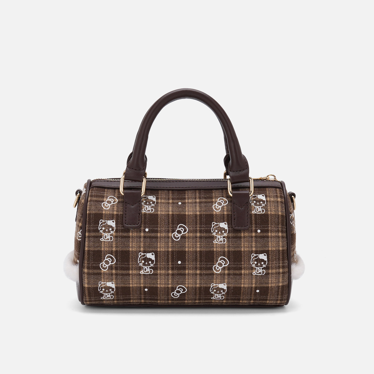 官方正品beamKitty2026新款棕色格子毛绒女包包波士顿手提斜跨包,淘宝优惠券,粉丝福利购,淘宝优惠卷