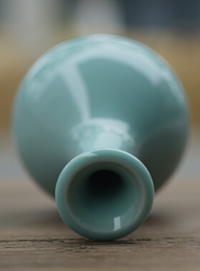 柴烧  仿永乐玉壶春小瓶  纯手制 南窑笔记 龙泉青瓷花器花道花瓶