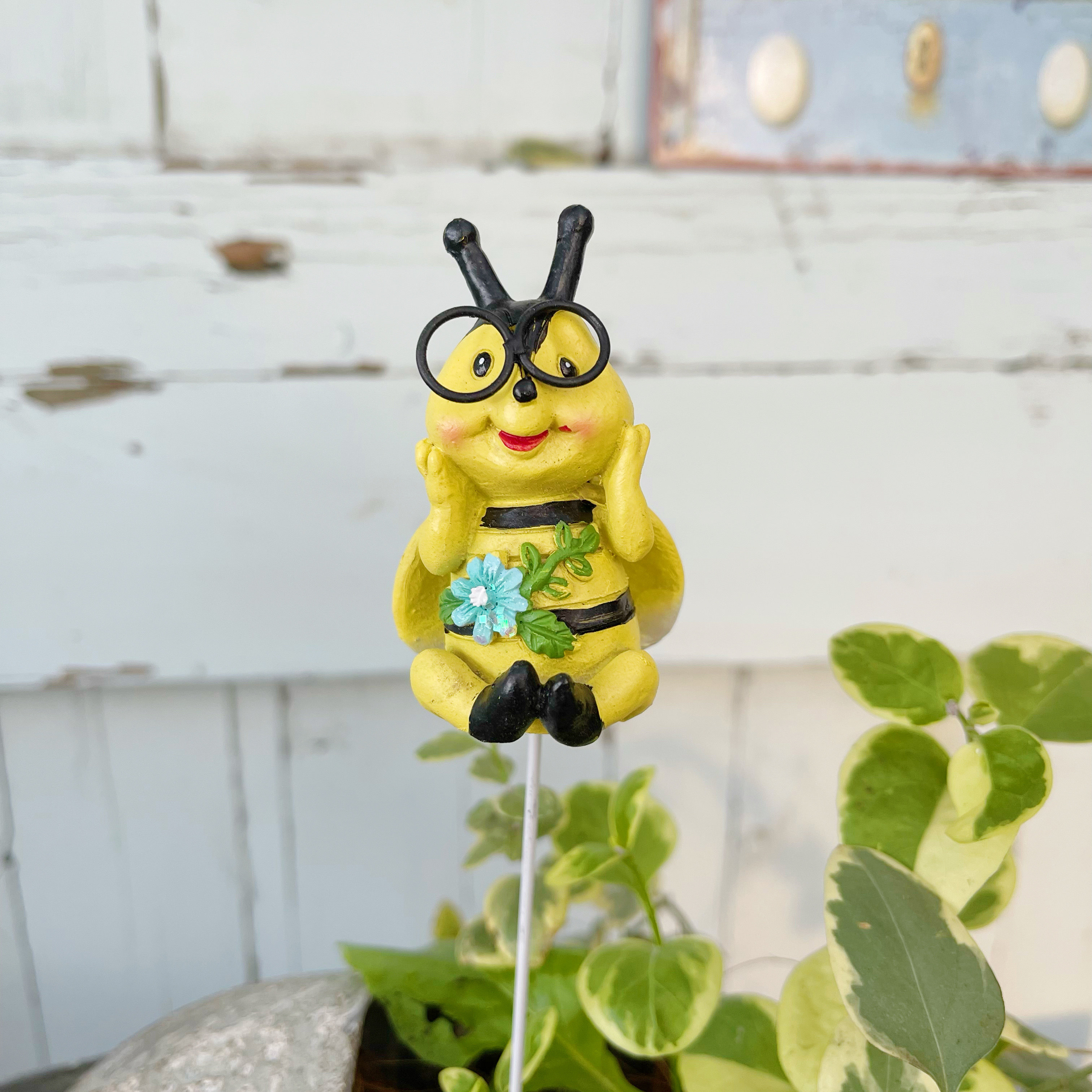 外贸树脂蜜蜂美式花园花插装饰摆件园艺杂货花插庭院户外花盆插件 艾米花园 淘优券