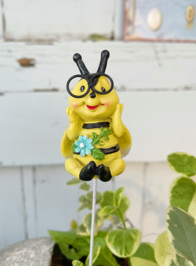 外贸树脂蜜蜂美式花园花插装饰摆件园艺杂货花插庭院户外花盆插件