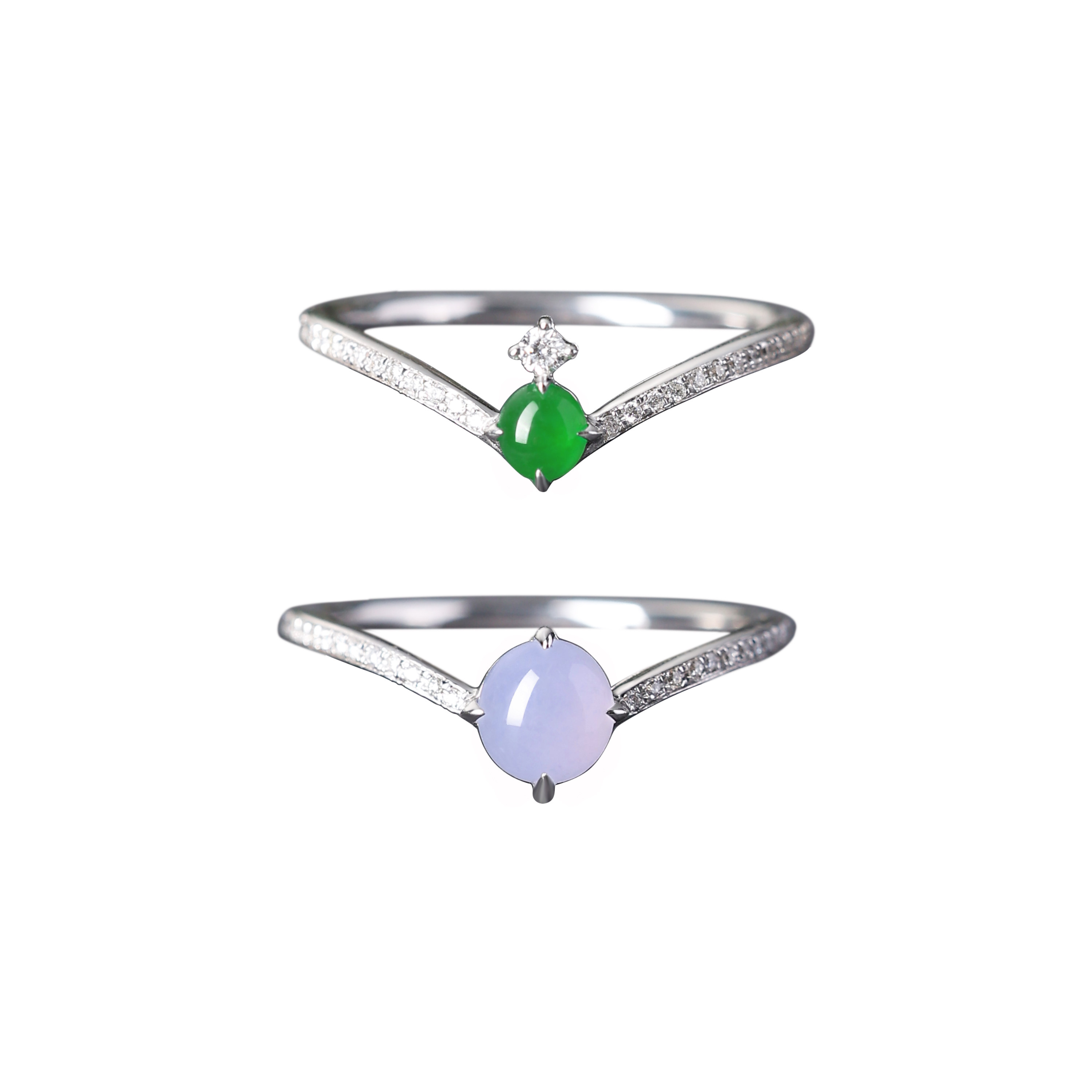 Two simple jade rings that can be stacked or worn alone