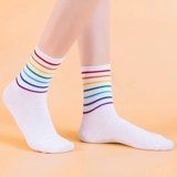Tide, летние носки, тонкие белые спортивные осенние японские радужные гольфы, средней длины