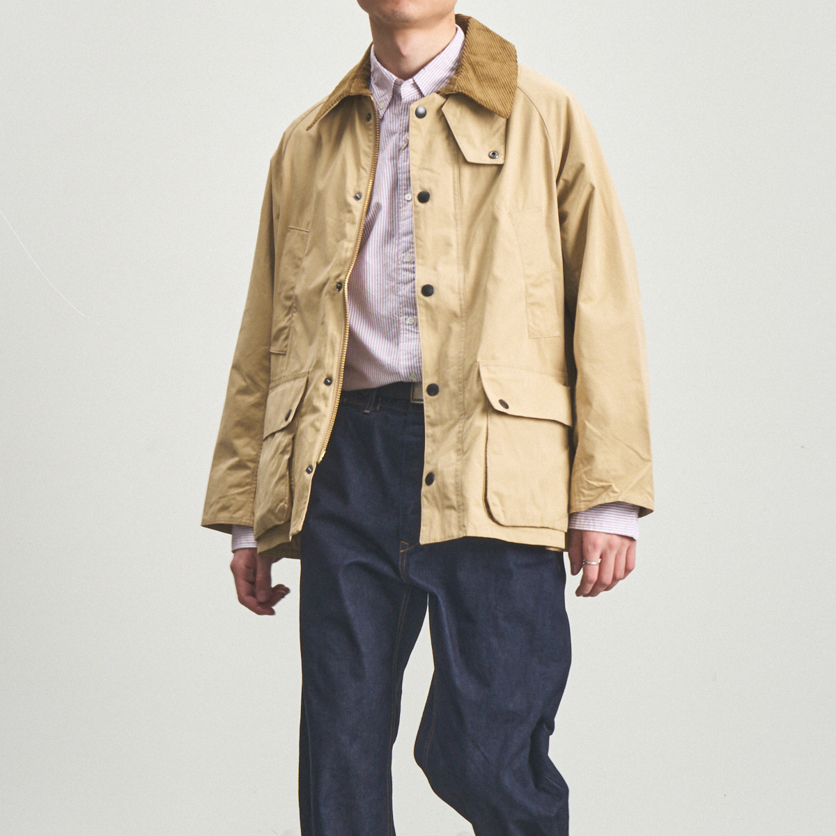 英国Barbour OS Peached Bedale 男女款宽松无蜡夹克外套MCA0933 - 图0