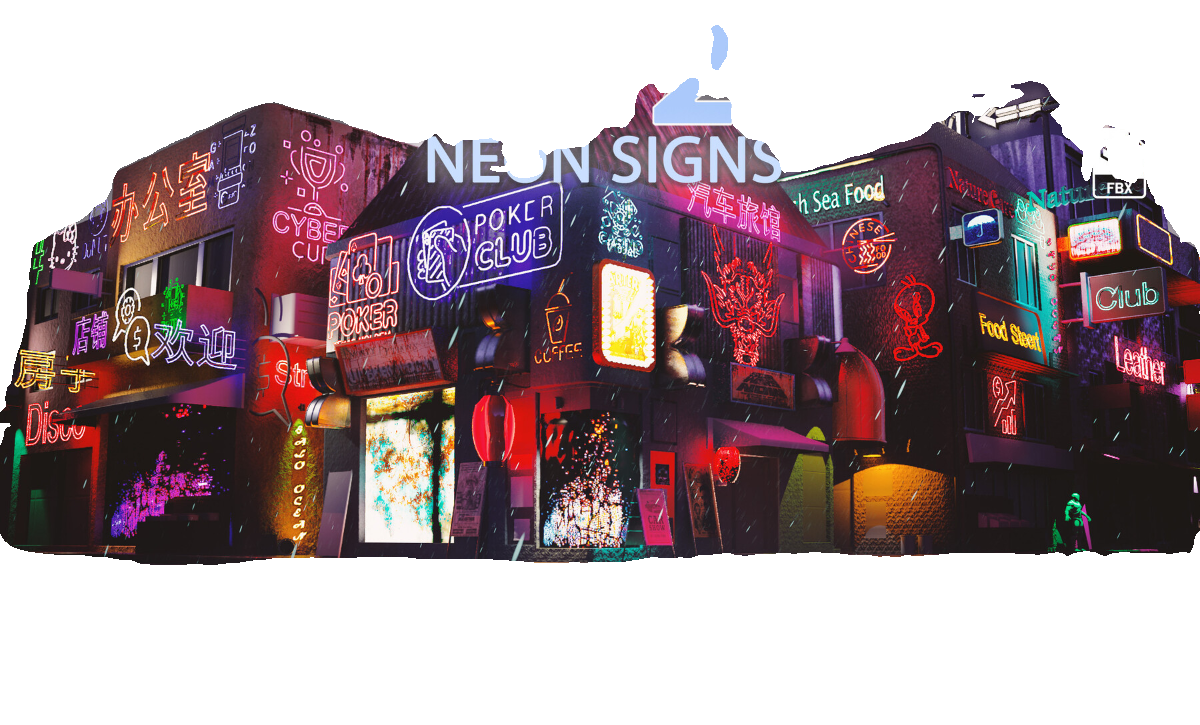 UE4虚幻5 Neon Signs Pack 102个霓虹灯街道招牌模型 - 图3