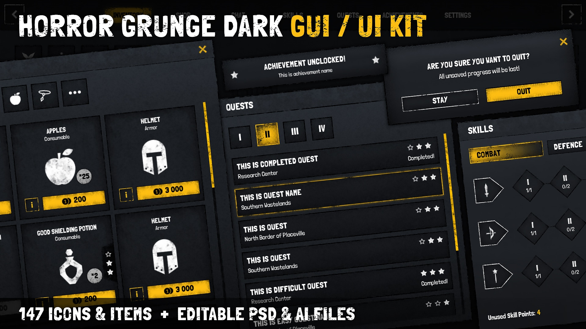 UE4虚幻5 Horror Grunge Military Dark GUI UI KIT 恐怖游戏界面 - 图2