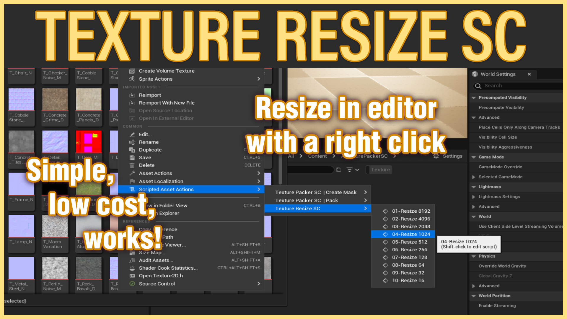 UE4虚幻5 Texture Resize SC 编辑器调整纹理文件大小插件 - 图0