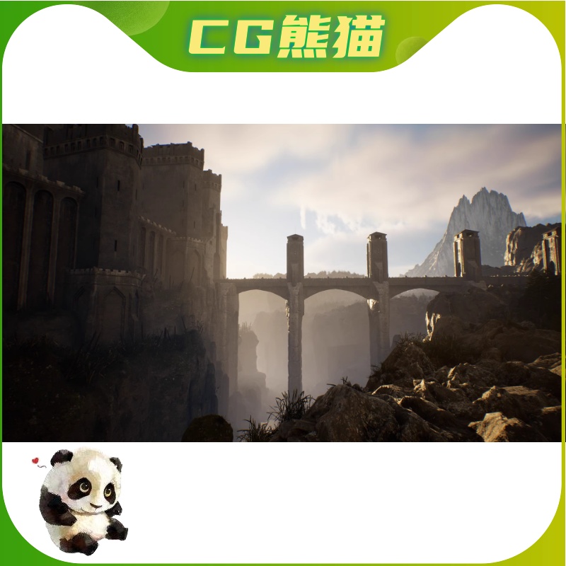 UE5虚幻5 Castle中世纪西方城堡塔桥防御护城河场景-图2