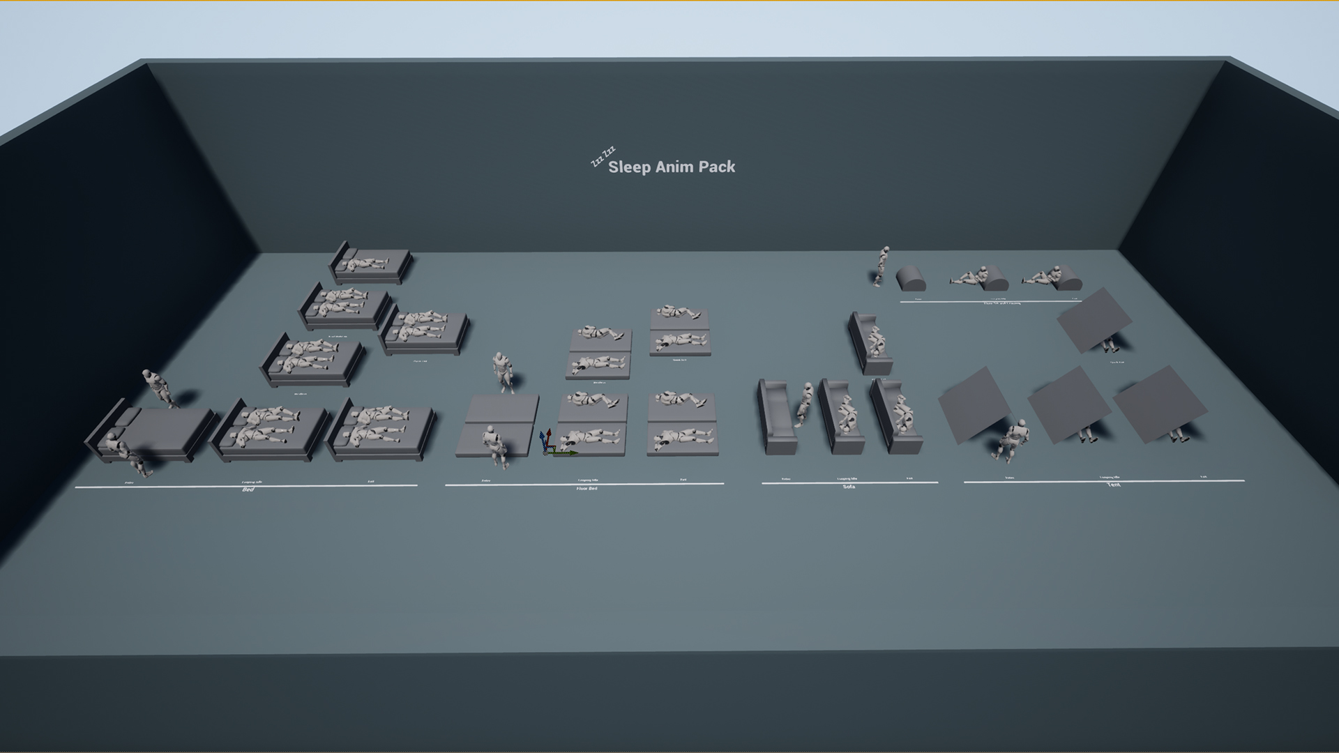 UE4虚幻5 Sleep Anim Pack 睡觉休息躺睡动作动画资源 - 图2