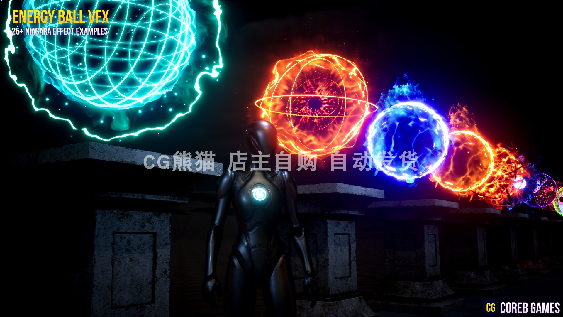 UE5 虚幻5 Energy Ball VFX Pack 能量球视觉粒子特效科幻效果 - 图0