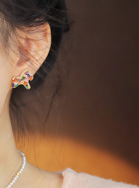 彩色满钻小马项链女时尚复古甜美