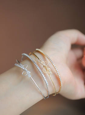 轻奢蝴蝶结双层开口手镯女高级感