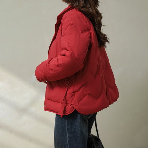 大码百分百微胖mm女装冬季保暖立领90白鸭绒羽绒服轻薄外套 - 图3