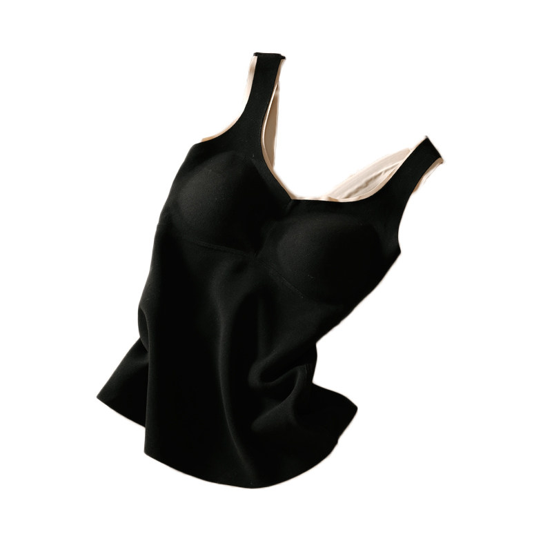 保暖背心女秋冬恒温无痕撞色美背带胸垫一体内衣修身内搭V领上衣,淘宝优惠券,粉丝福利购,淘宝优惠卷