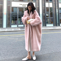 Linlinfs Custom M Home 2023 New autumn and winter in long style Fur Coats Cherry Blossom Pink Teddy Bear Great Coat