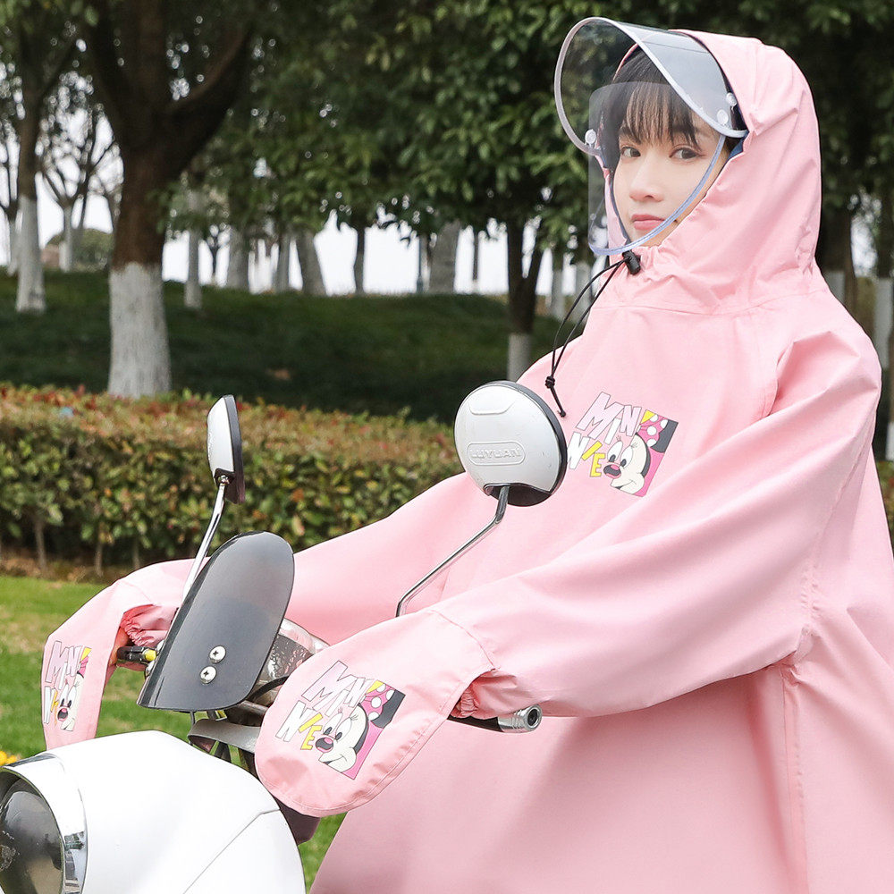 电车卡通成人骑车学生可爱带袖子防暴雨男女款电动车电瓶雨衣雨披