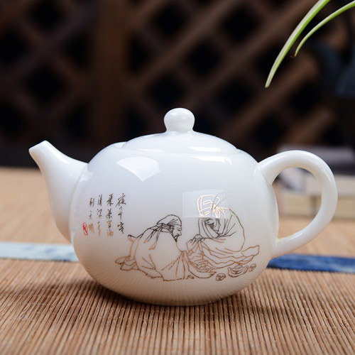 德化白瓷陶瓷功夫茶具茶壶小号单壶山水青花瓷泡茶壶LOGO订制促销 - 图3