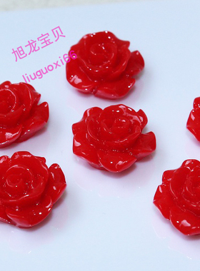树脂玫瑰花约13MM 散钻仿真植物鲜花朵相框工艺品手机壳粘钻DIY花