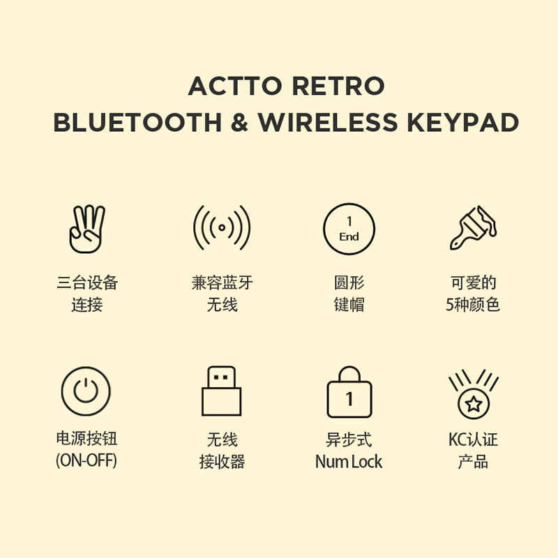 ACTTO/安尚数字小键盘ANBK-01 蓝牙无线双模 财会用键盘机械手感 - 图0