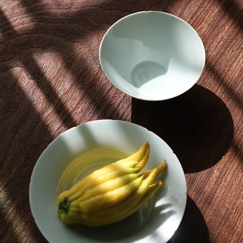 山水一间仿宋餐具家用葵口饭碗汤碗中式小碟菜盘纯色可放洗碗机 - 图0