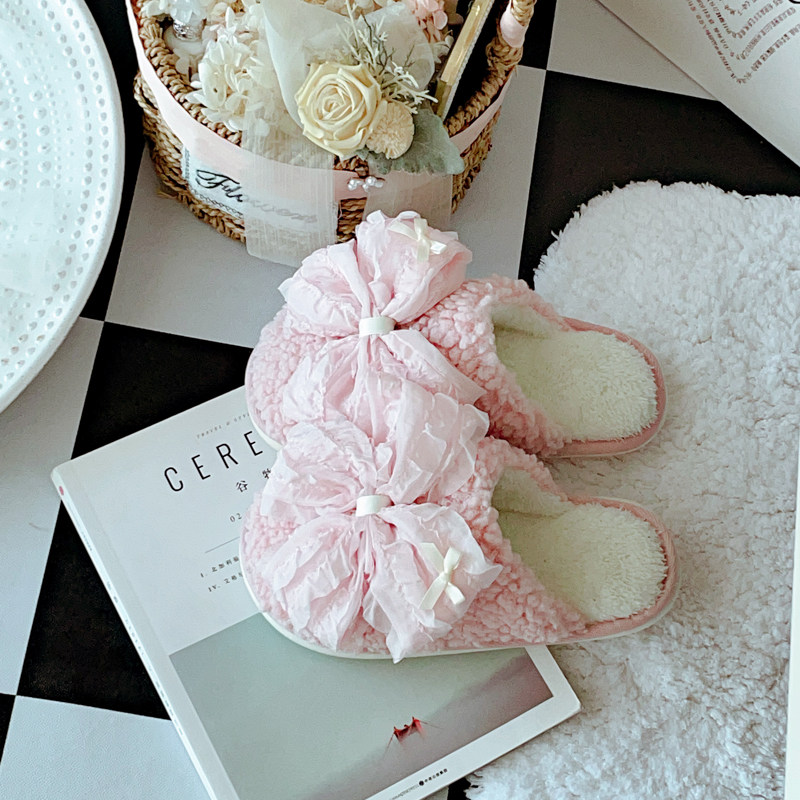 法式宫廷风少女蝴蝶结棉鞋秋冬室内家用防滑厚底居家棉拖鞋女冬天,淘宝优惠券,粉丝福利购,淘宝优惠卷