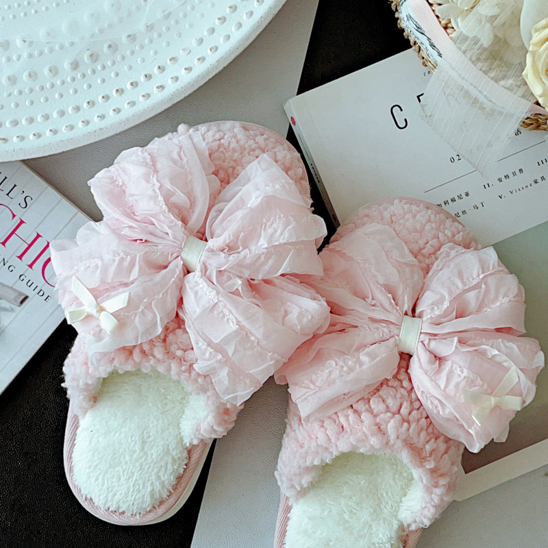 法式宫廷风少女蝴蝶结棉鞋秋冬室内家用防滑厚底居家棉拖鞋女冬天,淘宝优惠券,粉丝福利购,淘宝优惠卷