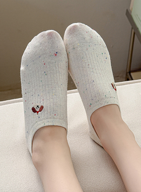 春日里盛开的花朵~隐形点子纱刺绣可爱小动物浅口春夏