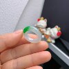 14-15 circle Burmese natural jadeite A grade icy white background floating sun green ring 383#