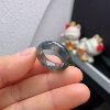 13 circle mouth Burmese natural jade A grade cold black chicken ring A723#