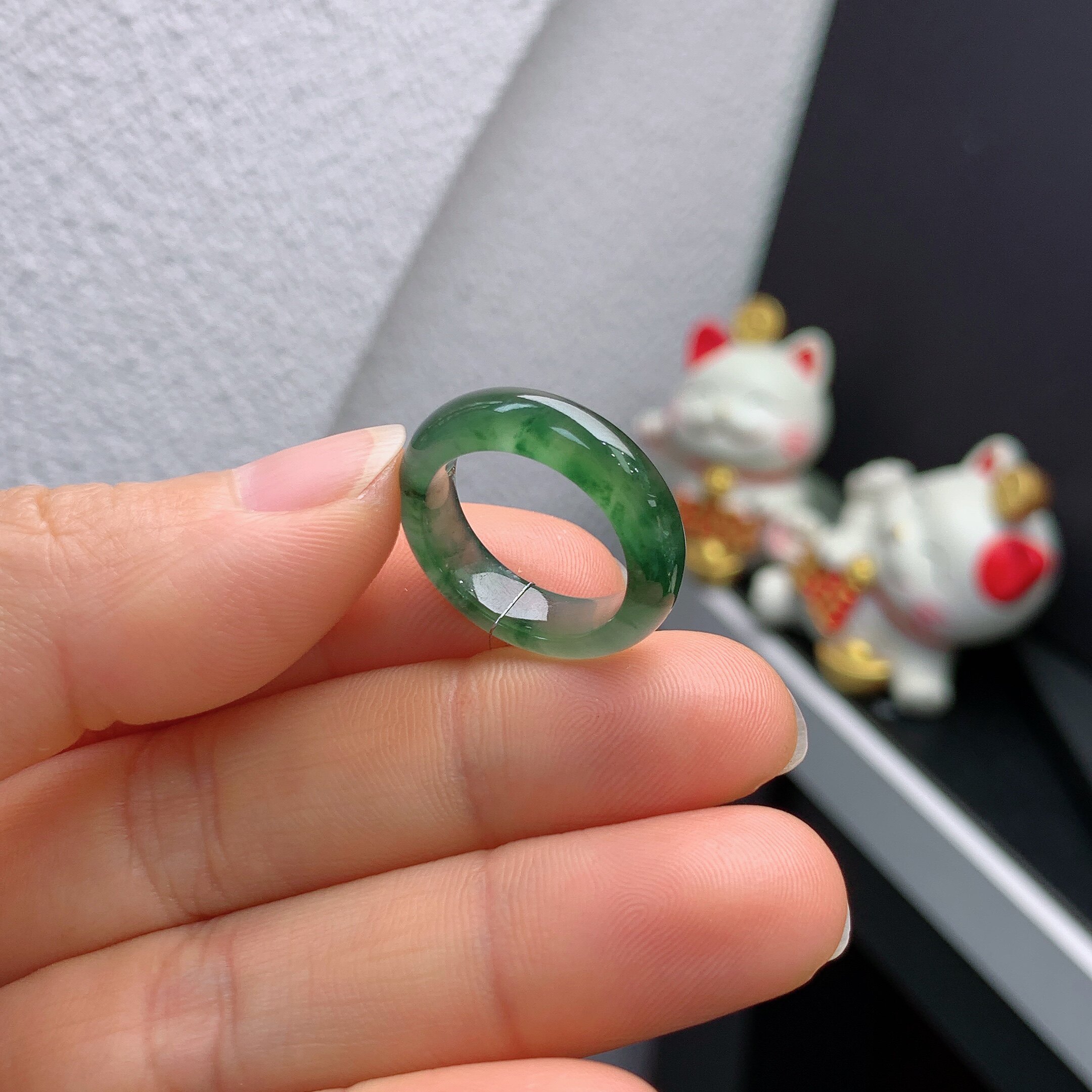 11-circle Burmese natural jade A-grade ice-colored ring 227#